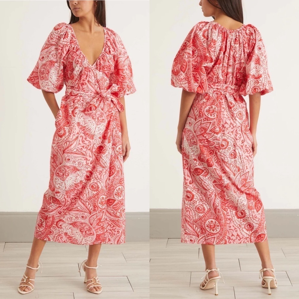 MARA Hoffman Adonia Fila Dress Red Multi XS